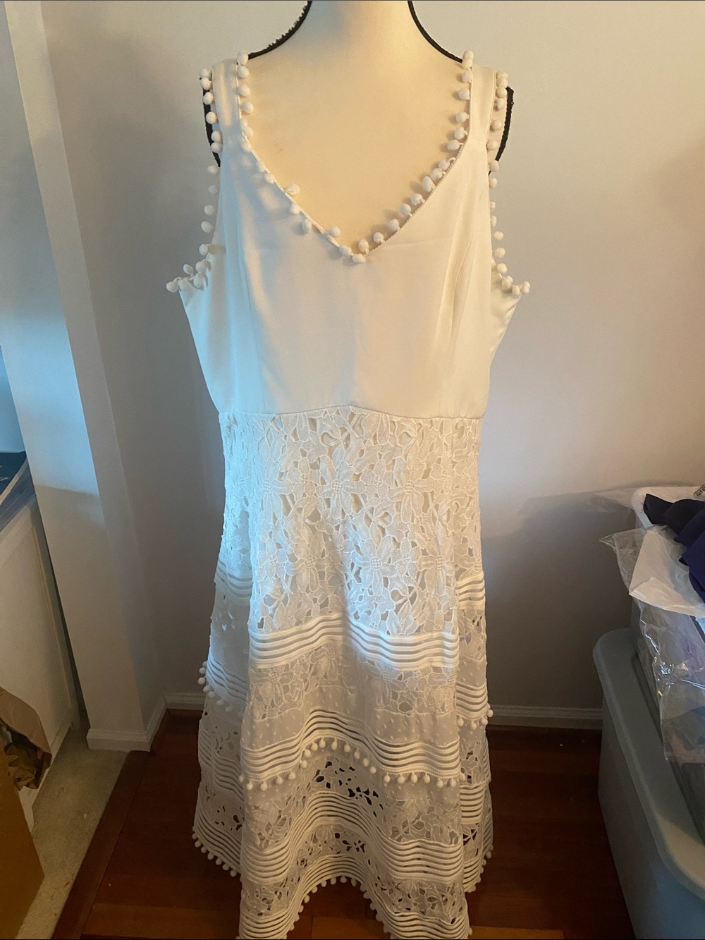 Boston proper size XL Pom Pom embroidered maxi dress